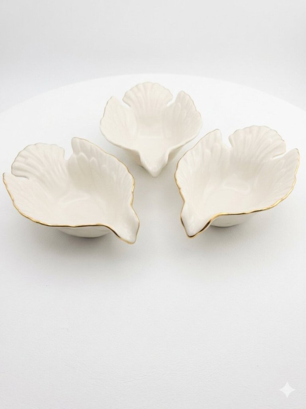 Vintage Lenox Dove Candy Dishes Ivory Porcelain Set of 3 - Two 24k Gold Trimmed